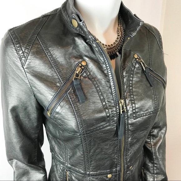 Forever 21 Jackets & Blazers - FOREVER 21 Faux Leather Utility Bomber Jacket